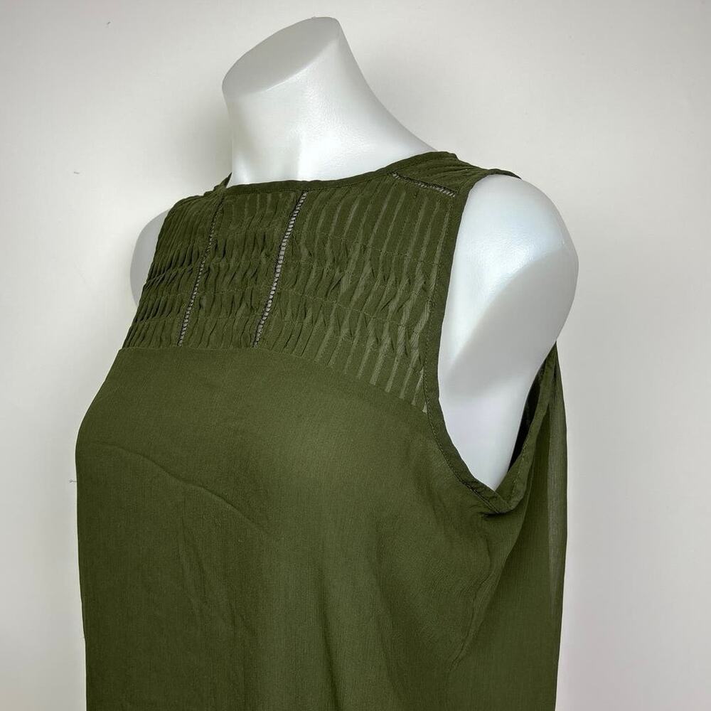 Banana Republic Green Pleated Ruched Pintuck Sleeveless Blouse Tank Top Size S - Picture 5 of 8